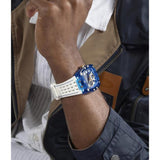 Buy Shop Guess Phoenix Analog Blue Dial White Silicone Strap Watch For Men - GE0499G6 USA Online