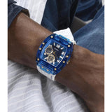 Buy Shop Guess Phoenix Analog Blue Dial White Silicone Strap Watch For Men - GE0499G6 USA Online