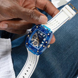 Buy Shop Guess Phoenix Analog Blue Dial White Silicone Strap Watch For Men - GE0499G6 USA Online