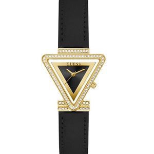 Buy Shop Guess Fame Quartz Black Dial Black Leather Strap Watch For Women - GW0504L5 USA Online