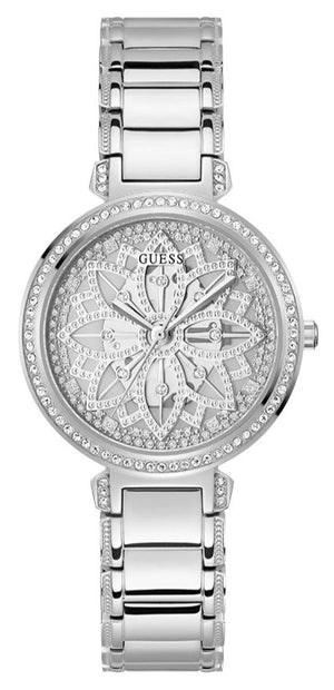 Buy Shop Guess Lily Quartz Silver Dial Silver Steel Strap Watch For Women - GW0528L1 USA Online