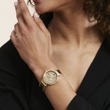 Buy Shop Guess Lily Quartz Gold Dial Gold Steel Strap Watch For Women - GW0528L2 USA Online