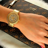 Buy Shop Guess Lily Quartz Gold Dial Gold Steel Strap Watch For Women - GW0528L2 USA Online