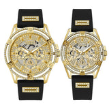 Buy Shop Guess King Quartz Crystals Gold Dial Black Silicone Strap Watch For Men - GW0537G2 USA Online