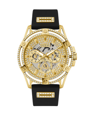 Buy Shop Guess King Quartz Crystals Gold Dial Black Silicone Strap Watch For Men - GW0537G2 USA Online