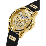 Buy Shop Guess King Quartz Crystals Gold Dial Black Silicone Strap Watch For Men - GW0537G2 USA Online