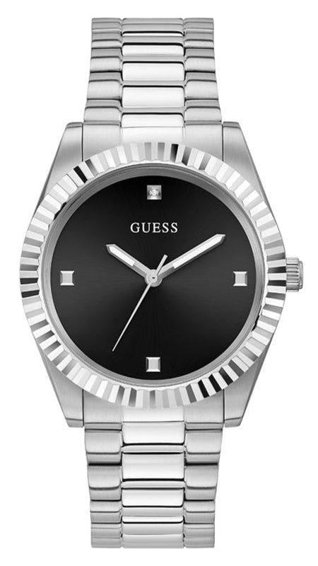 Buy Shop Guess Connoisseur Analog Black Dial Silver Steel Strap Watch For Men - GW0542G1 USA Online