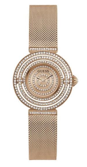 Buy Shop Guess Dream Crystals Rose Gold Dial Rose Gold Mesh Bracelet Watch For Women - GW0550L3 USA Online