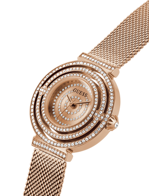 Buy Shop Guess Dream Crystals Rose Gold Dial Rose Gold Mesh Bracelet Watch For Women - GW0550L3 USA Online