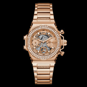 Buy Shop Guess Fusion Chronograph Rose Gold Dial Rose Gold Steel Strap Watch for Women - GW0552L3 USA Online