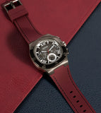 Buy Shop Guess Headline Multifunction Grey Dial Burgundy Silicone Strap Watch For Men - GW0571G4 USA Online