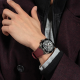 Buy Shop Guess Headline Multifunction Grey Dial Burgundy Silicone Strap Watch For Men - GW0571G4 USA Online