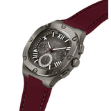 Buy Shop Guess Headline Multifunction Grey Dial Burgundy Silicone Strap Watch For Men - GW0571G4 USA Online
