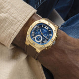 Buy Shop Guess Headline Chronograph Blue Dial Brown Silicone Strap Watch For Men - GW0571G5 USA Online