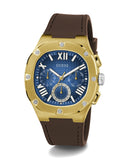 Buy Shop Guess Headline Chronograph Blue Dial Brown Silicone Strap Watch For Men - GW0571G5 USA Online