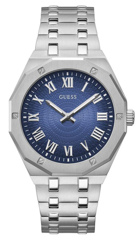 Buy Shop Guess Asset Quartz Blue Dial Silver Steel Strap Watch For Men - GW0575G4 USA Online