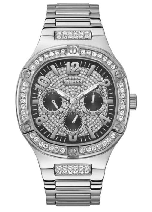 Buy Shop Guess Duke Glitz Black Dial Silver Steel Strap Watch For Men - GW0576G1 USA Online