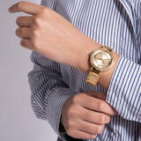 Buy Shop Guess Montage Quartz Gold Dial Gold Steel Strap Watch For Women - GW0588L1 USA Online