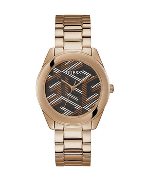 Buy Shop Guess Cubed Analog Black Dial Rose Gold Steel Strap Watch For Women - GW0607L3 USA Online
