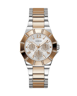Buy Shop Guess Sunray Multifunction Crystals Silver Dial Two Tone Steel Strap Watch For Women - GW0616L3 USA Online