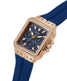 Guess Libra Crystals Blue Dial Blue Silicone Strap Watch For Women - GW0618L2