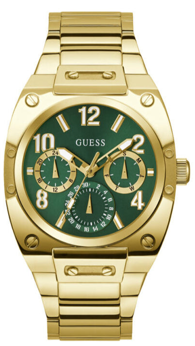 Buy Shop Guess Trend Analog Green Dial Gold Steel Strap Watch For Men - GW0624G2 USA Online