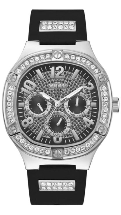 Buy Shop Guess Duke Crystals Black Dial Black Silicone Strap Watch For Men - GW0641G1 USA Online
