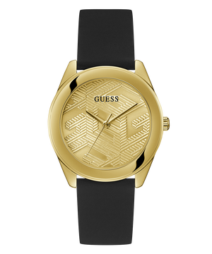 Buy Shop Guess Cubed Analog Gold Dial Black Silicone Strap Watch For Women - GW0665L1 USA Online