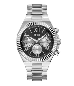 Buy Shop Guess Equity Analog Black Dial Silver Steel Strap Watch For Men - GW0703G1 USA Online