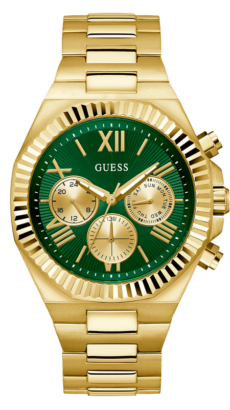Buy Shop Guess Equity Analog Green Dial Gold Steel Strap Watch For Men - GW0703G2 USA Online