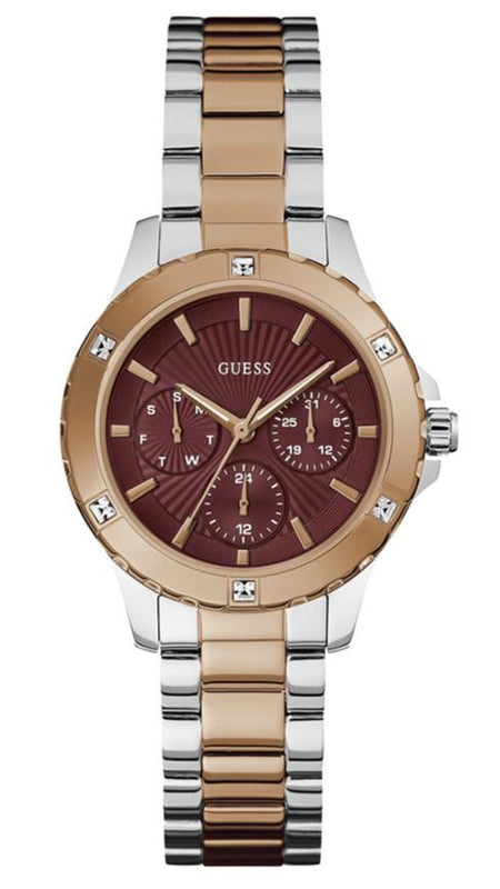 Buy Shop Guess Mist Analog Maroon Dial Two Tone Steel Strap Watch For Women - GW0723L2 USA Online