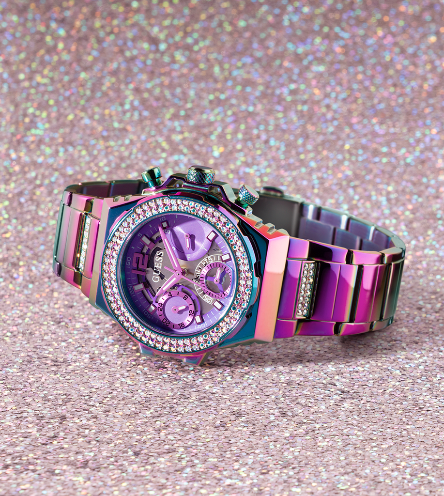Buy Shop Guess Allara Quartz Purple Dial Purple Steel Strap Watch For Women - GW0604L4 USA Online