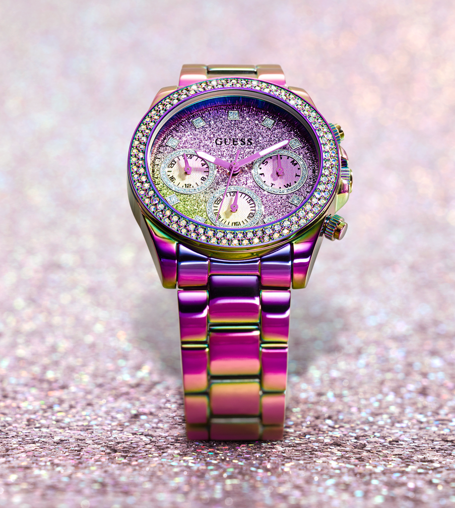 Buy Shop Guess Allara Quartz Purple Dial Purple Steel Strap Watch For Women - GW0604L4 USA Online