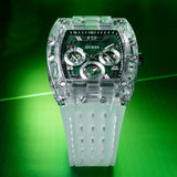Buy Shop Guess Phoenix Quartz Green Dial Transparent Silicone Strap Watch For Men - GW0499G8 USA Online