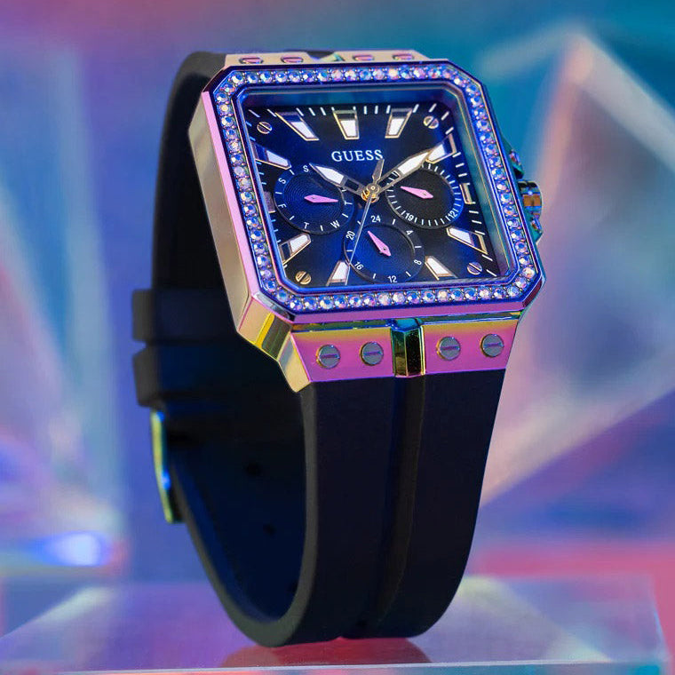 Buy Shop Guess Libra Black Dial Black Silicone Strap Watch For Women - GW0618L3 USA Online