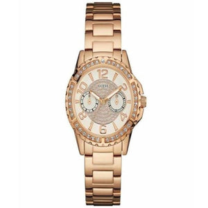Buy Shop Guess Sassy Quartz White Dial Rose Gold Steel Strap Watch For Women - W0705L3 USA Online