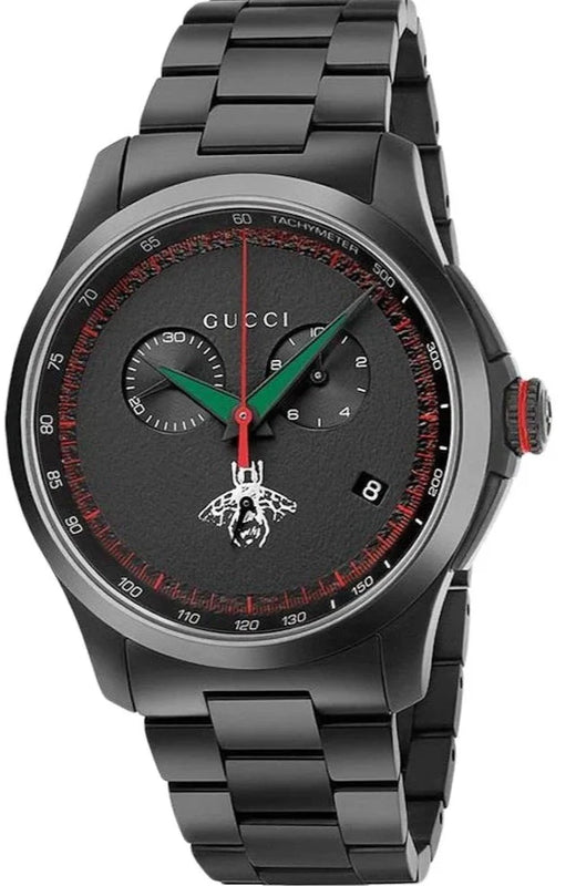 Buy Shop Gucci G-Timeless Chronograph Black Dial Black Steel Strap Watch For Men - YA126269 USA Online