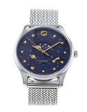 Buy Shop Gucci G-Timeless Motifs Moon Phase Blue Dial Silver Mesh Bracelet Watch For Men - YA126328 USA Online