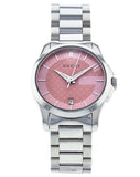 Gucci G Timeless Pink Dial Silver Steel Strap Watch For Women - YA126524