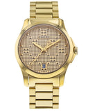 Gucci G Timeless Gold Dial Gold Steel Strap Watch For Women - YA126553