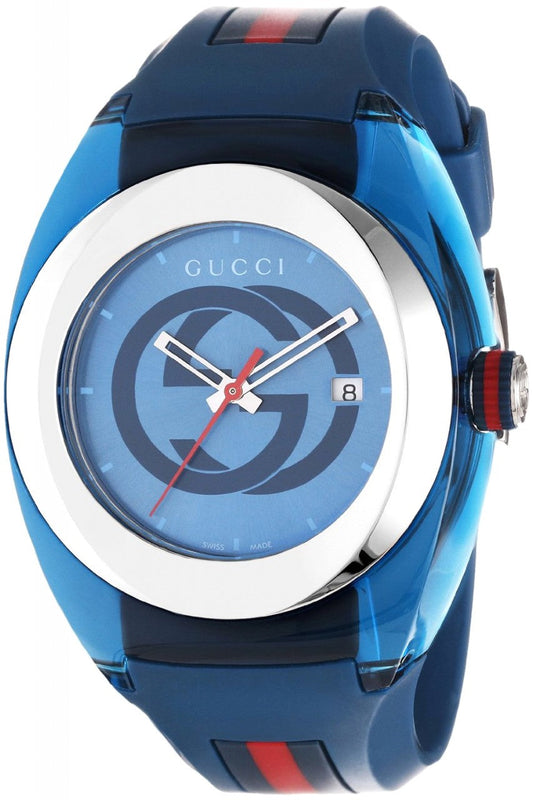 Buy Shop Gucci Sync XXL Quartz Blue Dial Blue Rubber Strap Watch For Men - YA137104 USA Online