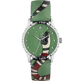 Gucci G Timeless Le Marche Des Merveilles Green Dial Green Leather Strap Watch for Women - YA1264081