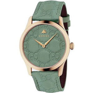 Buy Shop Gucci G Timeless Quartz Green Dial Green Leather Strap Watch For Women - YA1264099 USA Online