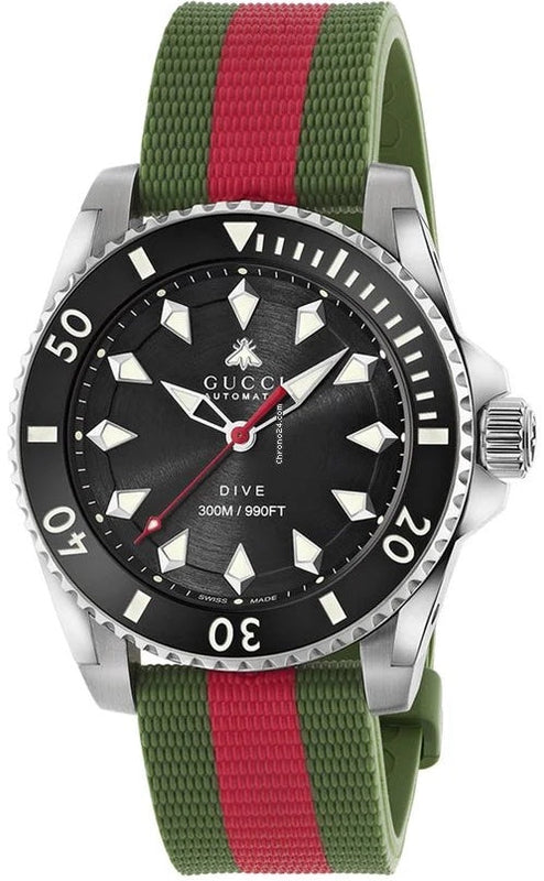 Buy Shop Gucci Dive Automatic Black Dial Two Tone Rubber Strap Watch for Men - YA136349 USA Online