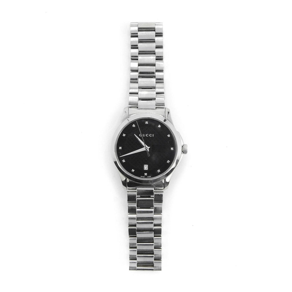 Buy Shop Gucci G Timeless Diamonds Black Dial Silver Steel Strap Watch For Men - YA126456 USA Online