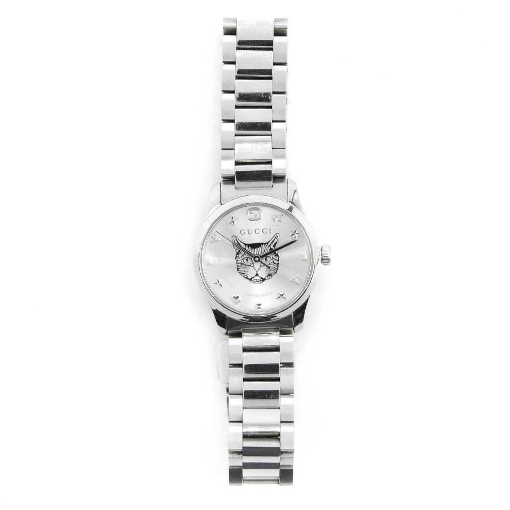 Buy Shop Gucci G Timeless Quartz Silver Dial Silver Steel Strap Watch For Women - YA126595 USA Online