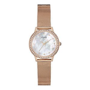 Buy Shop Guess Chelsea Mother of Pearl White Dial Rose Gold Mesh Strap Watch For Women - W0647L2 USA Online