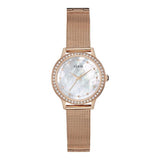 Guess Chelsea Mother of Pearl White Dial Rose Gold Mesh Strap Watch For Women - W0647L2