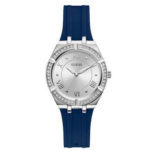 Buy Shop Guess Cosmo Diamonds Silver Dial Blue Rubber Strap Watch for Women - GW0034L5 USA Online