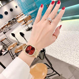Buy Shop Guess Quartz Red Dial Gold Mesh Strap Watch For Women - GW0354L4 USA Online